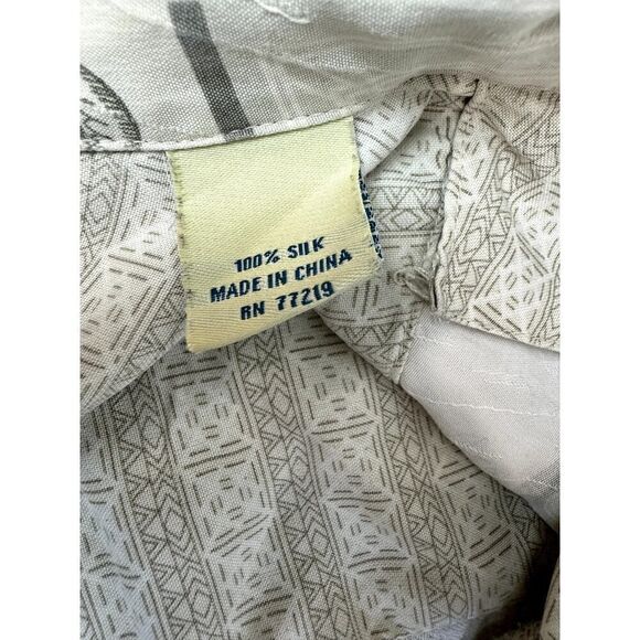 100% Silk Joseph & Feiss Hawaiian Shirt Palm Trees Cream Color - Size XL - Picture 5 of 8